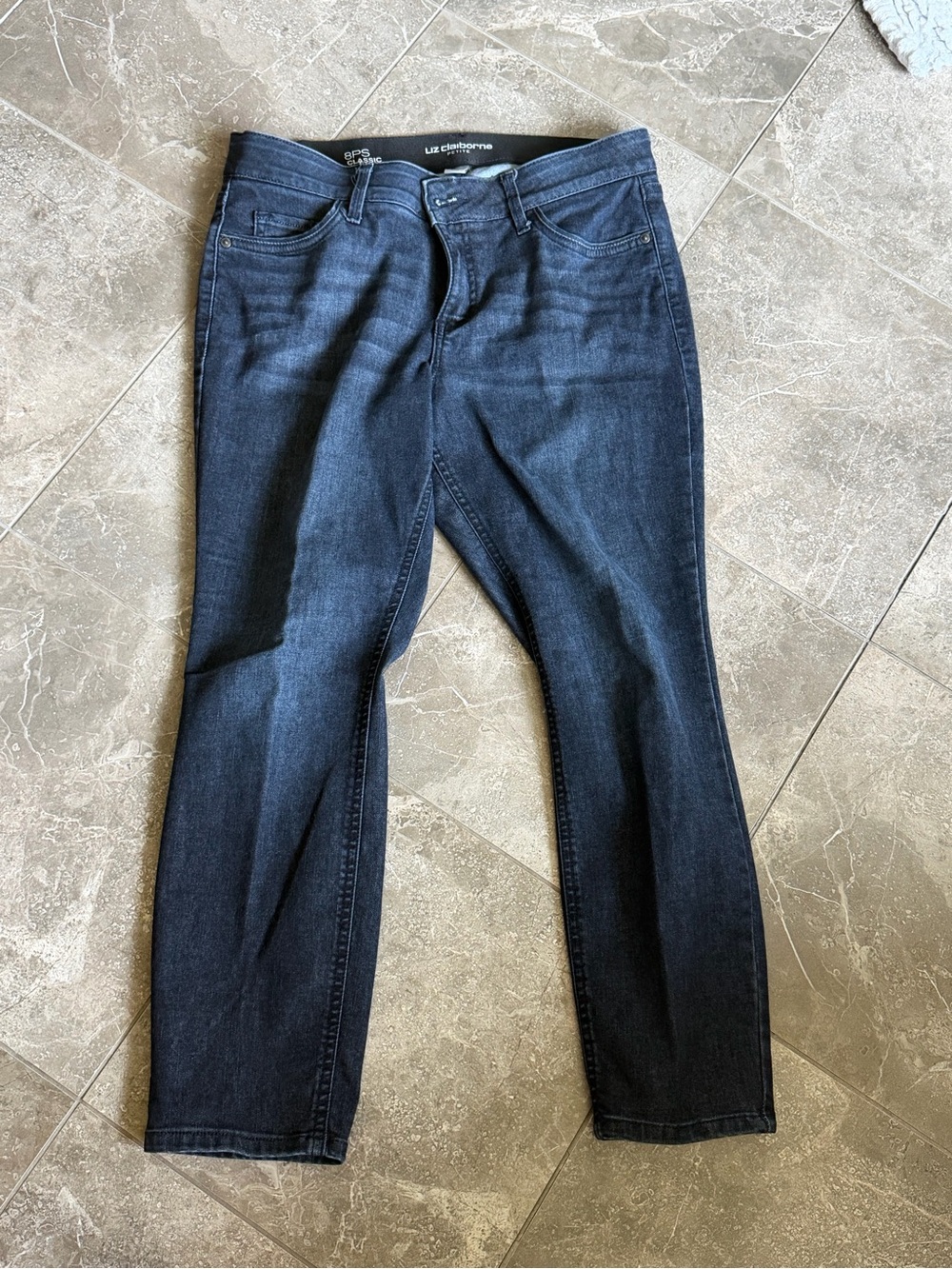 Liz Claiborne Petite Dark Wash Straight Jeans